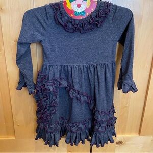 Loves Me Not Charming Ruffled Kids Dress - Gray and Purple